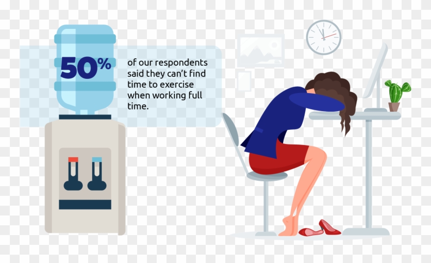 Woman At Desk Looking Unmotivated - Mujer Cansada Animado Clipart