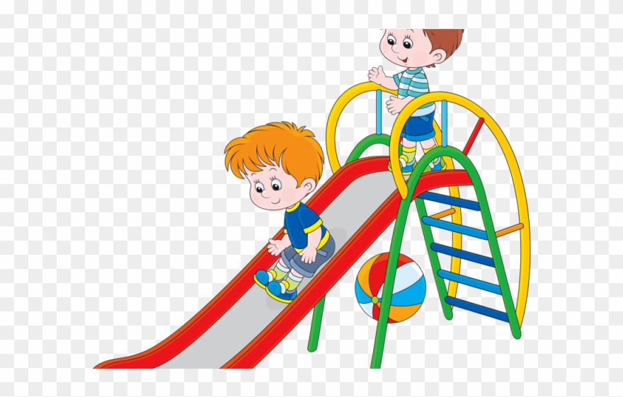 Playground Clipart Preschool - Kids Slide Cartoon - Png Download