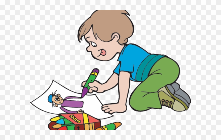 Outside Clipart Outdoor Fun - Little Boy Drawing - Png Download