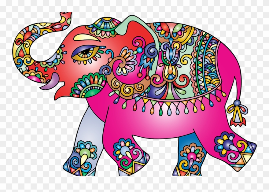 Blogging Clipart Research Finding - Colorful Cartoon Indian Elephant - Png Download