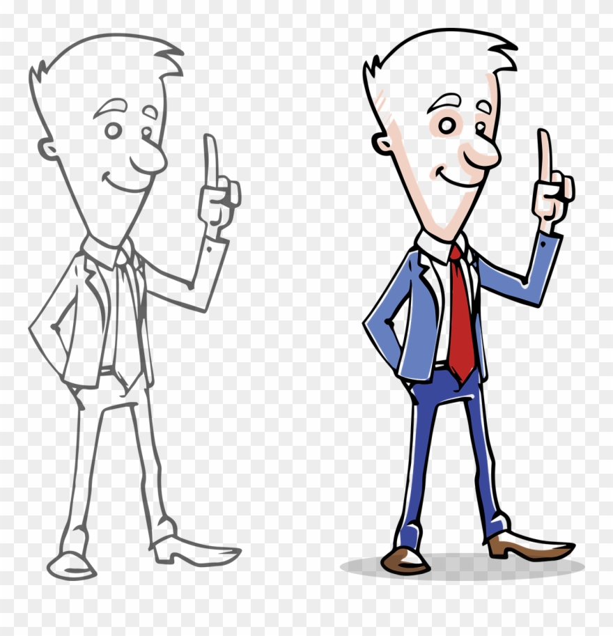 Cartoon Drawing Of Two Identical Managers - Businessman Outline Clipart