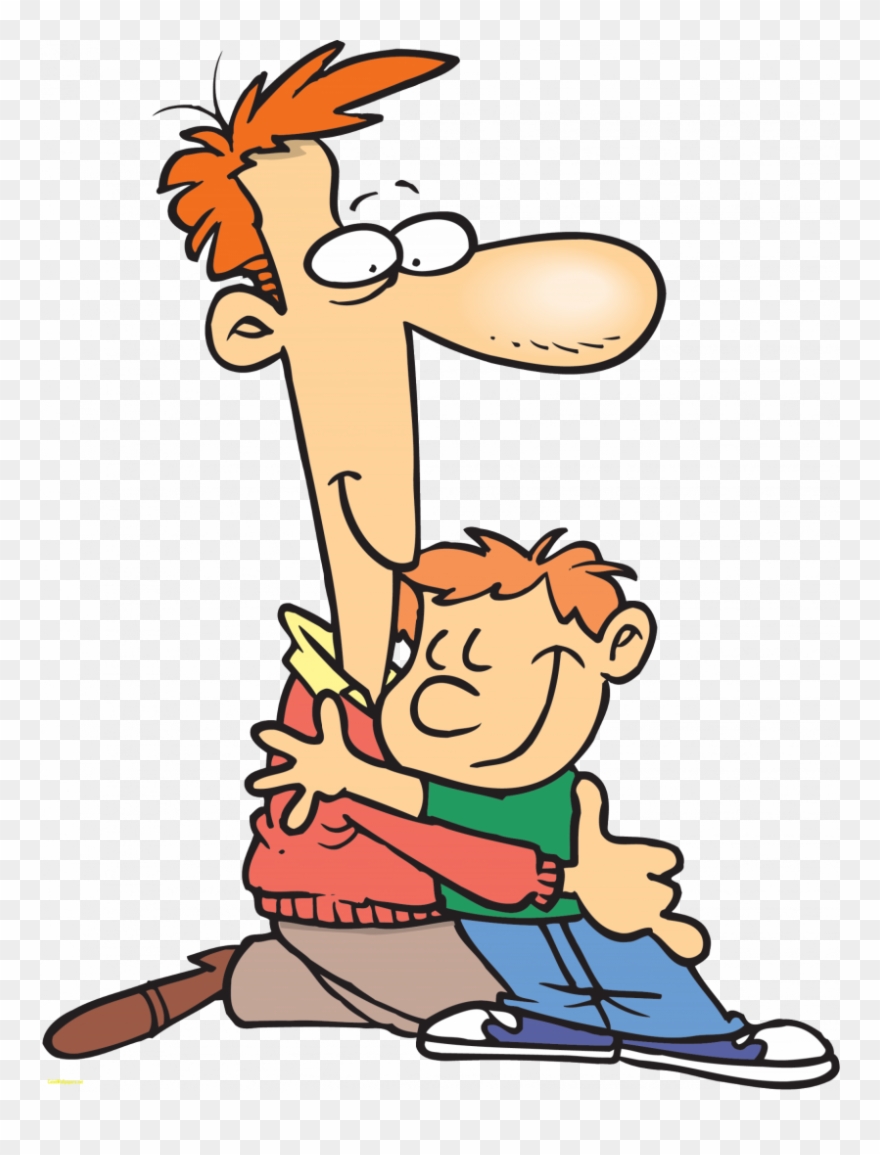 Dad Hugging Son Cartoon Clipart