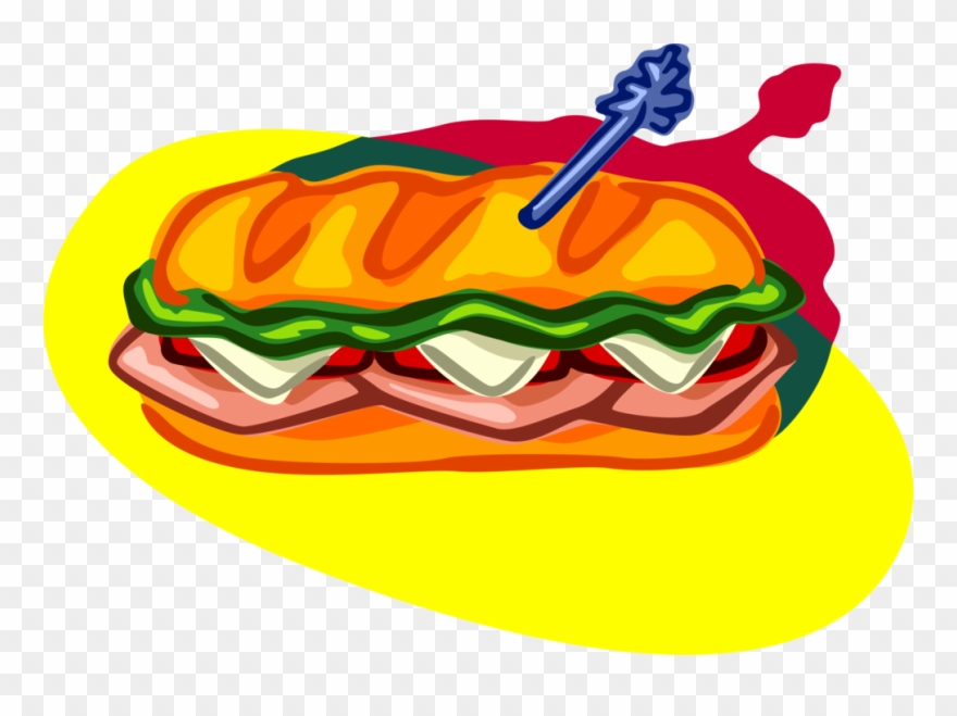 Vector Illustration Of Sea Submarine Or Hoagie Hero - Sandwich Clip Art - Png Download