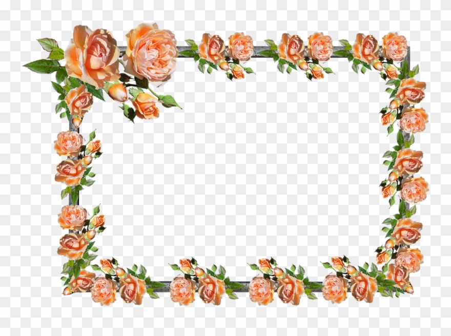 Frame, Border, Rose, Floral, Decoration - Flower Border Rose Clipart