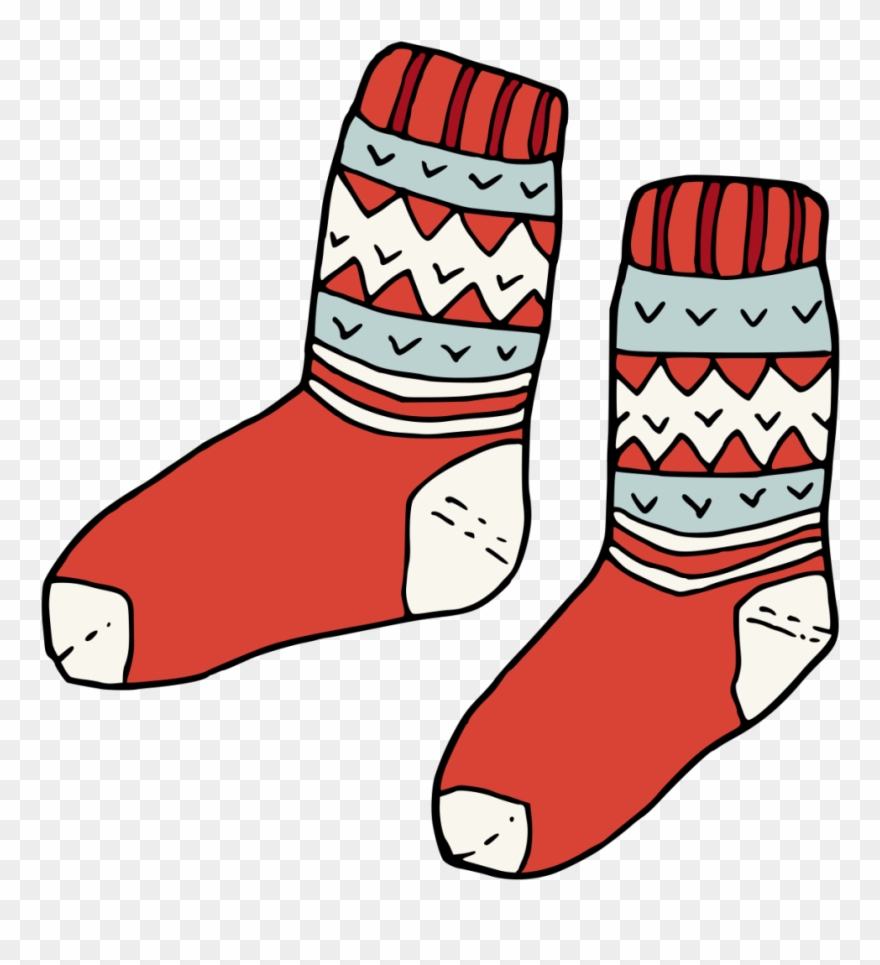 Hand Painted Pair Of Red Socks Winter Transparent Decorative - Sock Clipart