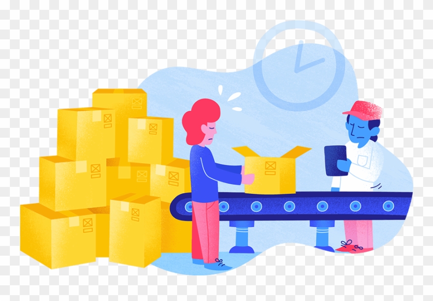 Two Factory Workers Working On An Assembly Line - Play Clipart