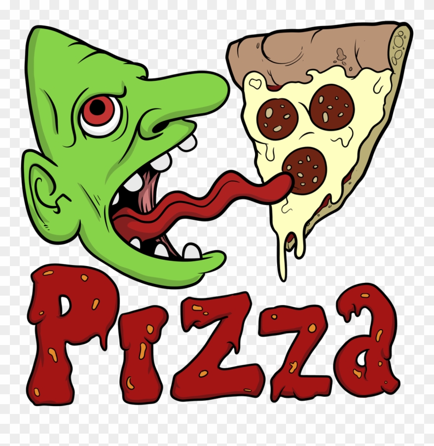 Green Man Licking Pizza Clipart