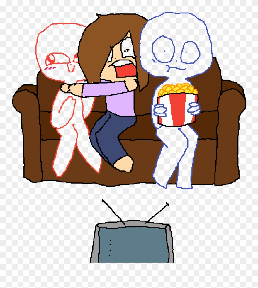 Maca Does Not Like Scary Movies - Cartoon Clipart