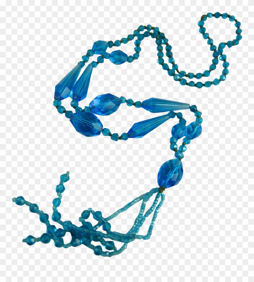 Vintage Glass Bead Flapper Necklace With Tassel Clipart