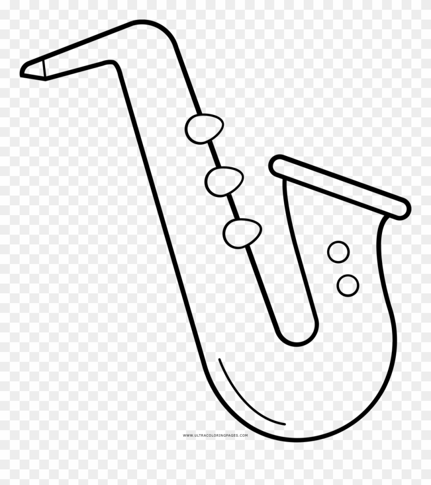 Saxophone Coloring Page - Line Art Clipart