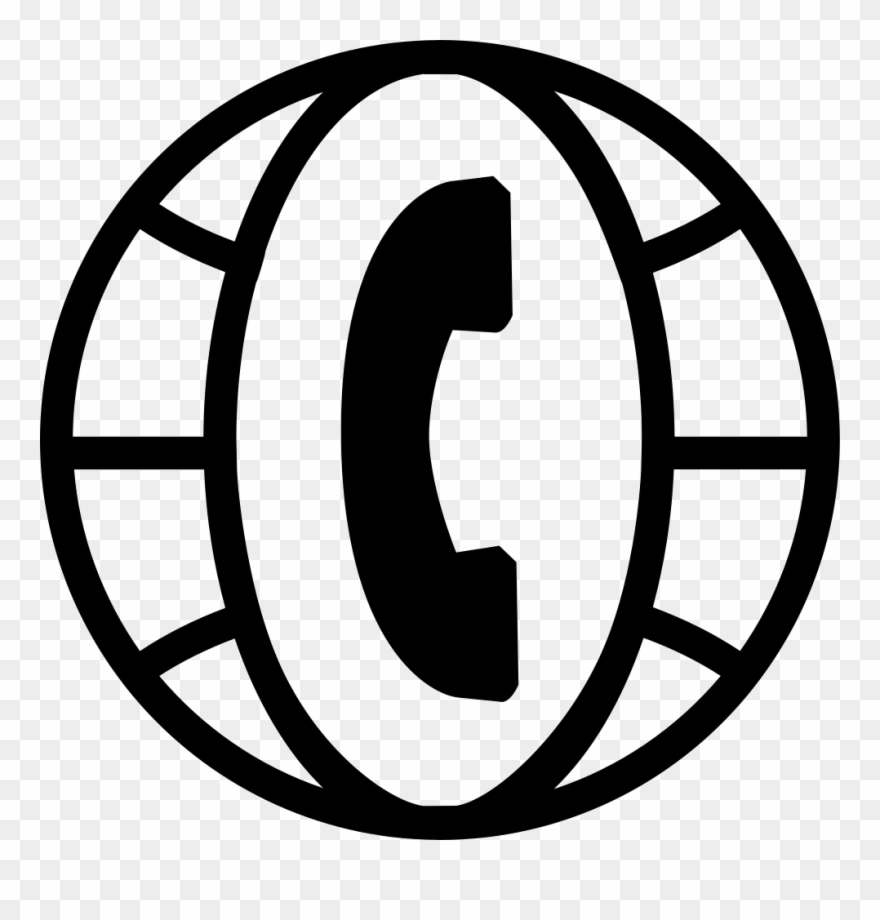 Phone Auricular Symbol Of Call In World Grid International - Icon Global Clipart