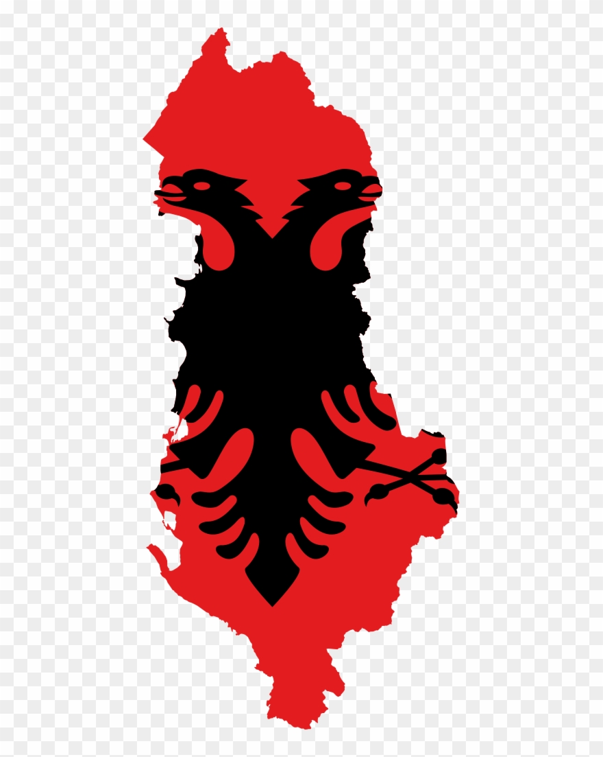 Flag Map Of Albania - Albania Flag And Map Clipart