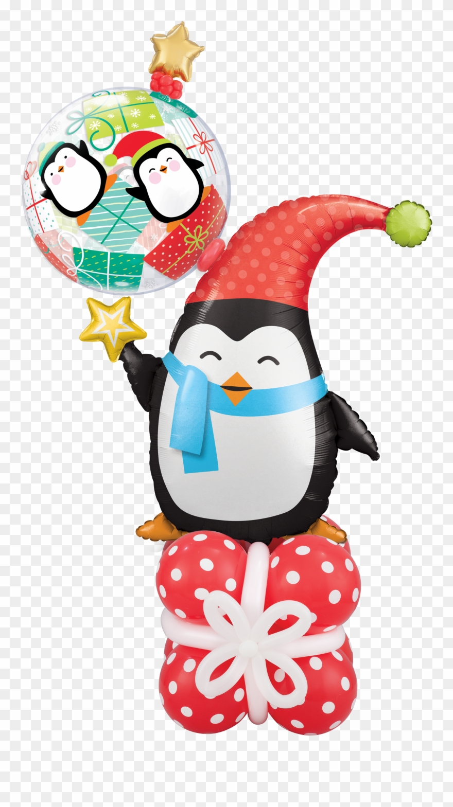 Penguin Christmas Balloon Pedestal - Balões Qualatex Natal Clipart