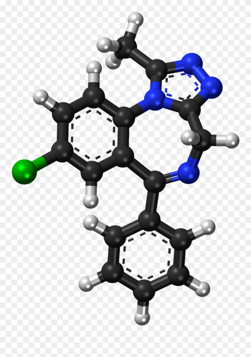 Alprazolam Ball And Stick Model - Atomic Bond Clipart