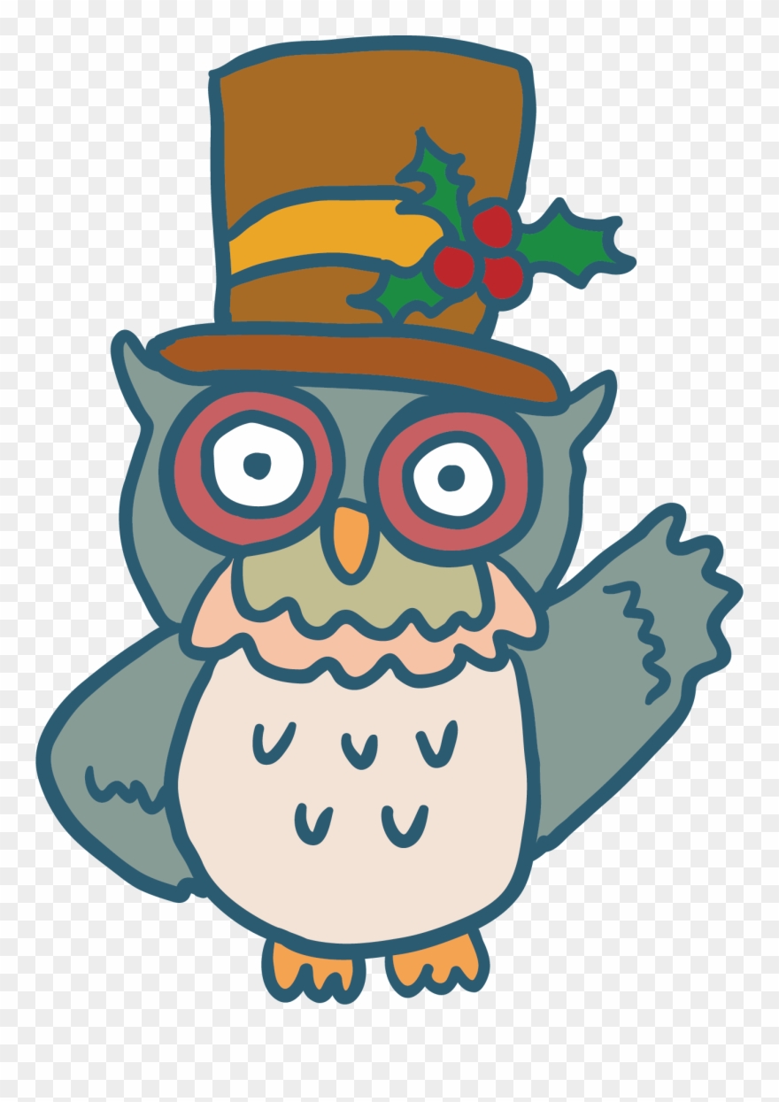 Owl Bird Christmas Clip Art - Cartoon - Png Download