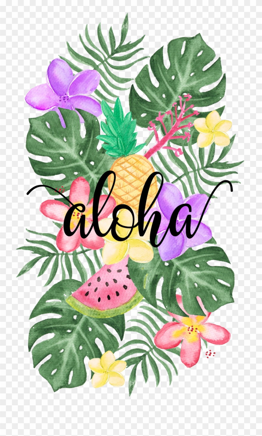 #tropical #floral #vibes - Flamingo Monstera Clipart