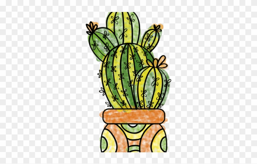 Drawn Pot Plant Hand Drawn - Cactus Y Suculentas Dibujos Png Clipart