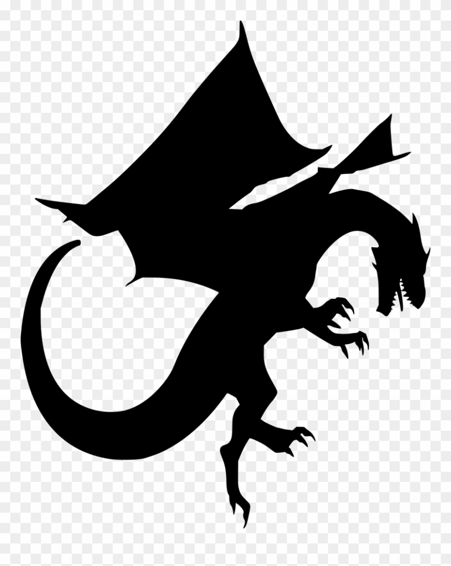 Download Png - Silhouette Of A Dragon Png Clipart