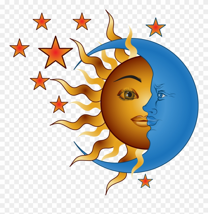 Sun And Moon - Textile Clipart