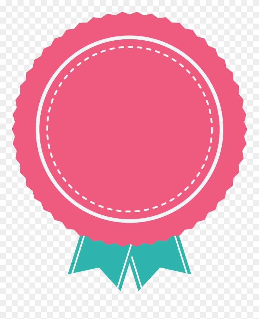 Pink Badge With Green Ribbon - Rotulo Png Rosa Clipart