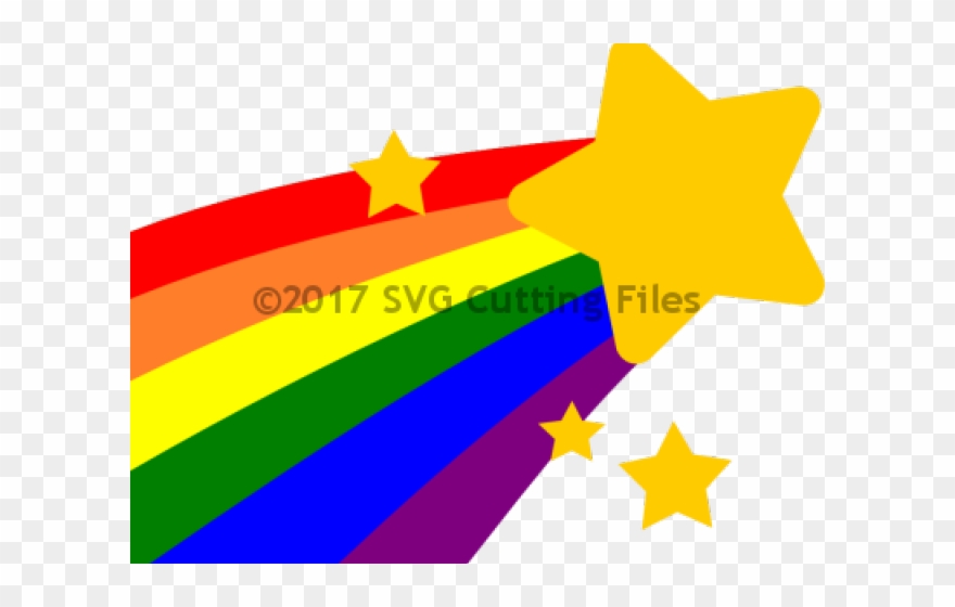 Falling Stars Clipart Rainbow - Rainbow Shooting Star Clipart - Png Download