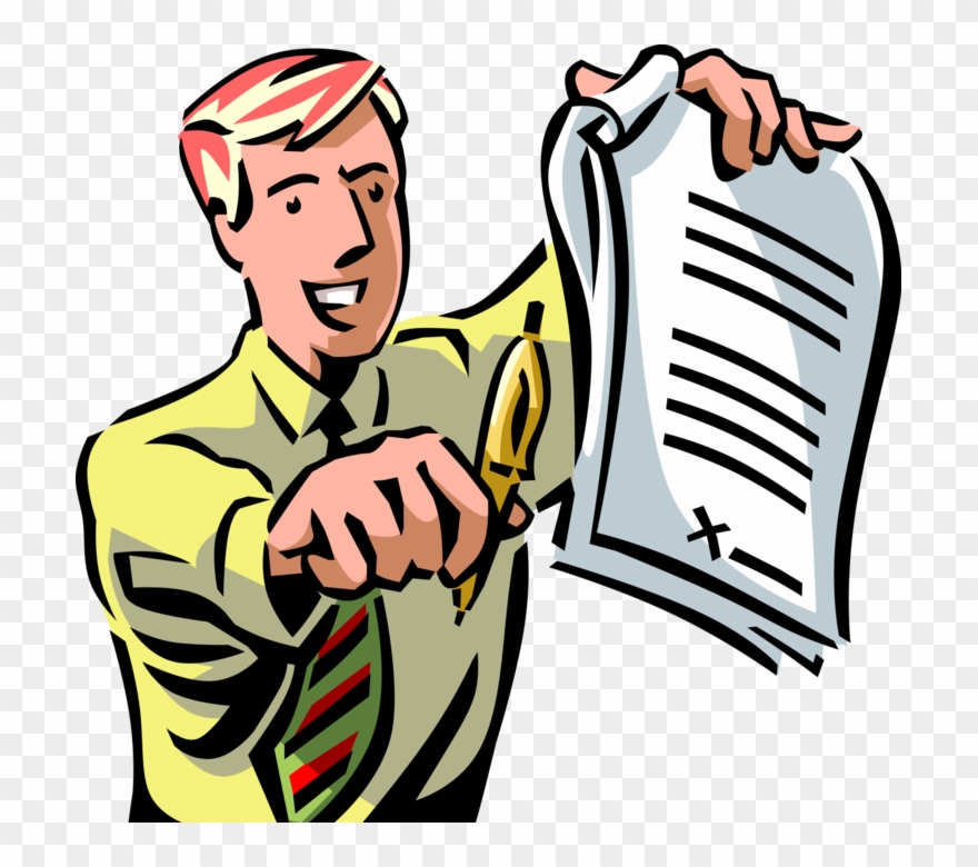 Vector Illustration Of Businessman With Pen Writing - Signature Clipart - Png Download