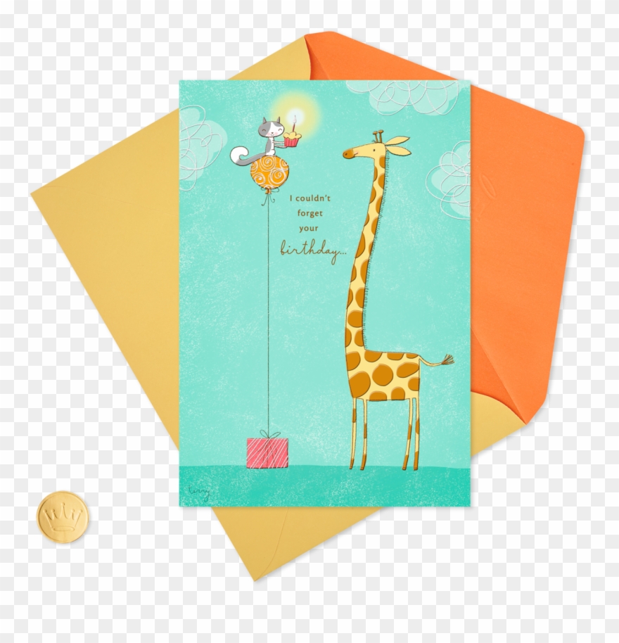 Remembering Good People Birthday Card - Giraffe Clipart