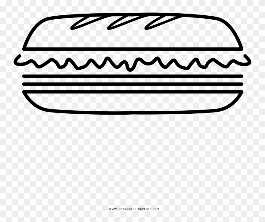 Sandwich Coloring Page - Line Art Clipart