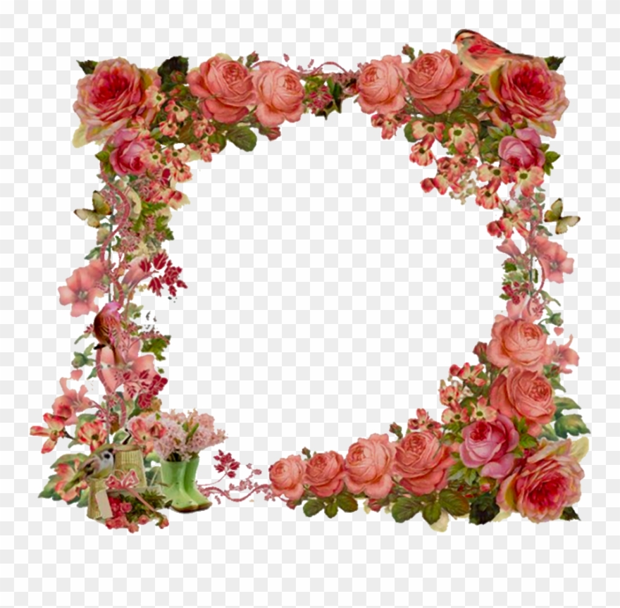 Vintage Flowers Border Clipart - Png Download