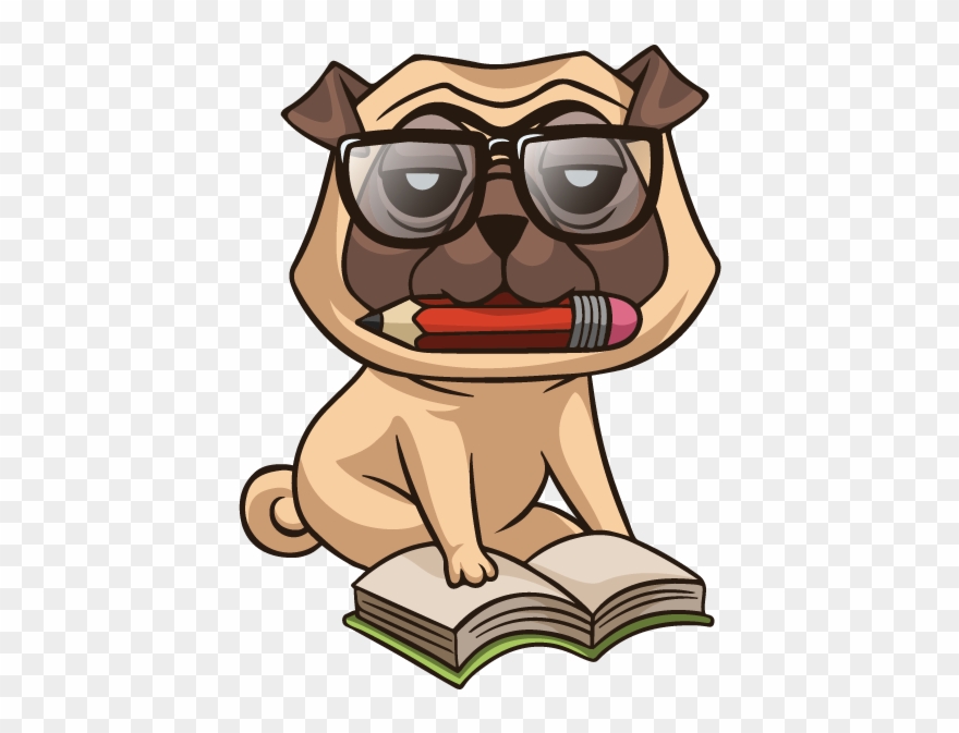 Bb Pl Smart Pug-01 - Cartoon Clipart