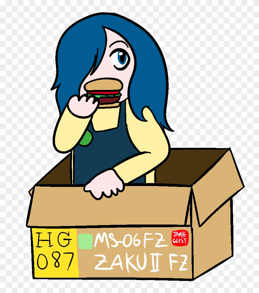 A Drawing Of The Admin Sitting In A Gunpla Box, Eating Clipart