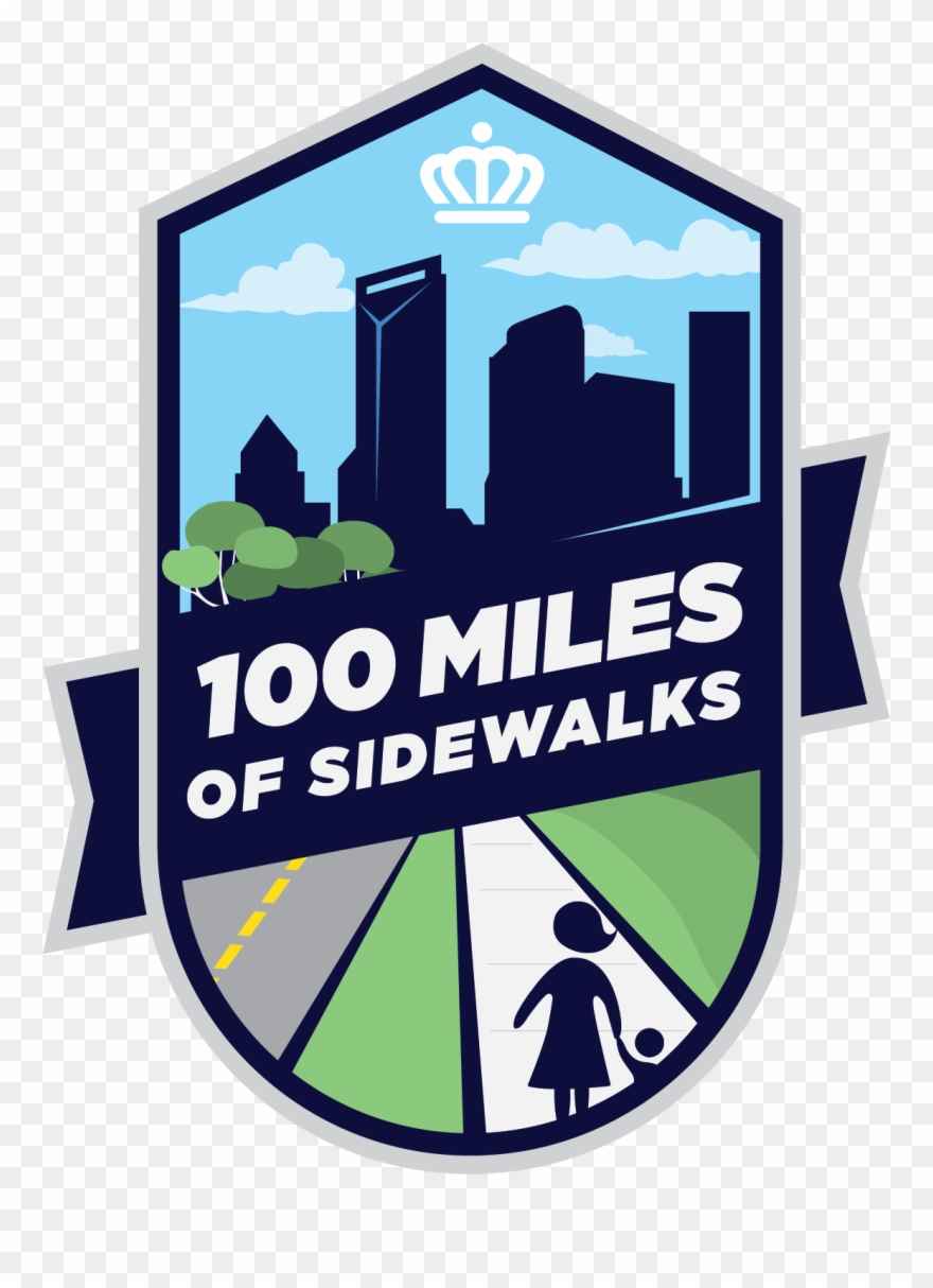 Celebrating 100 Miles Of Sidewalk & - Charlotte Crown Clipart