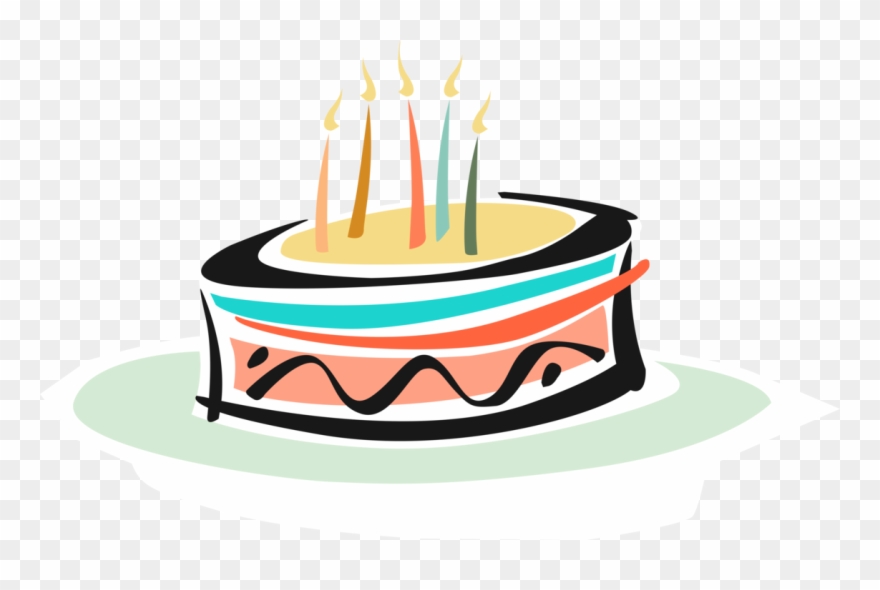Birthday Cake Lit Candles Image Illustration Of - Birthday Cake Clipart