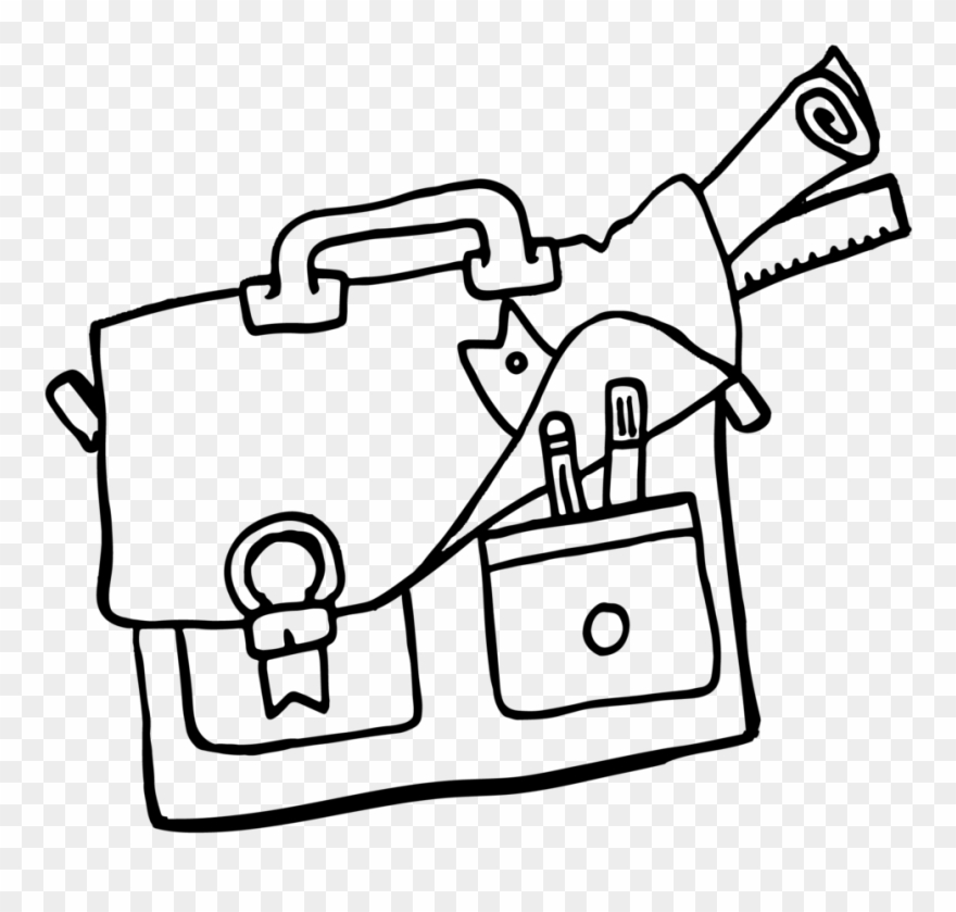 Teacher Bag Logo-05 White - Line Art Clipart