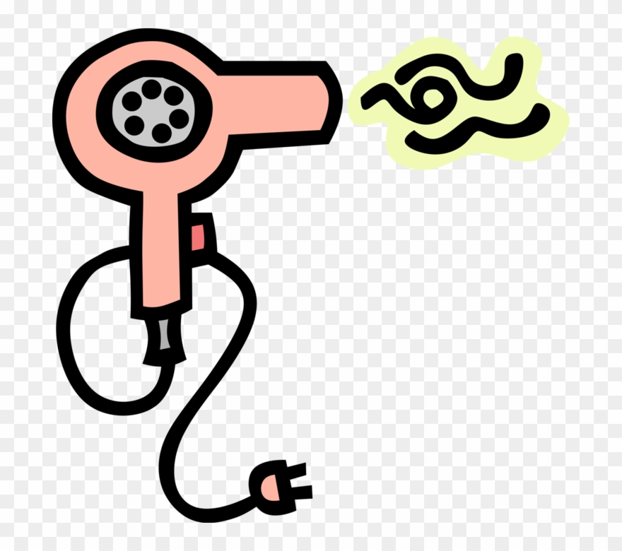 Vector Illustration Of Portable Electric Hair Dryer - Hair Dryer Clipart Png Transparent Png