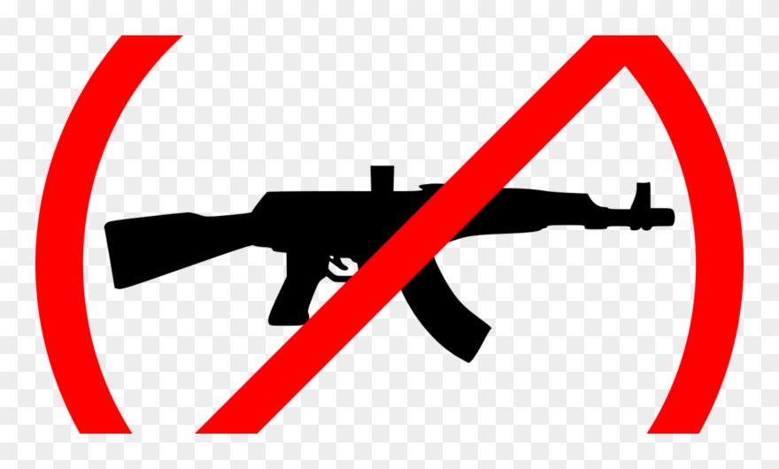 Gun Shot Clipart Firearm - No Gun Sign Ak47 - Png Download