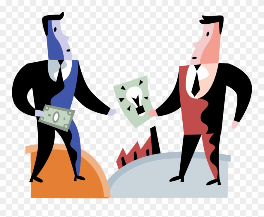 Vector Illustration Of Businessman Pays Cash Money - Cartoon Clipart