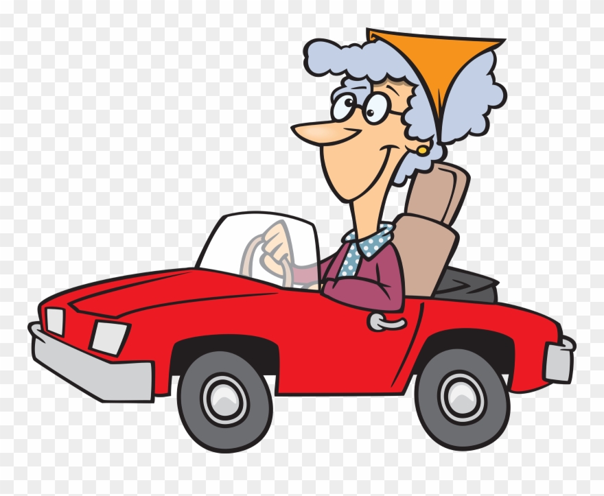 Old Lady Driver Cartoon Clipart