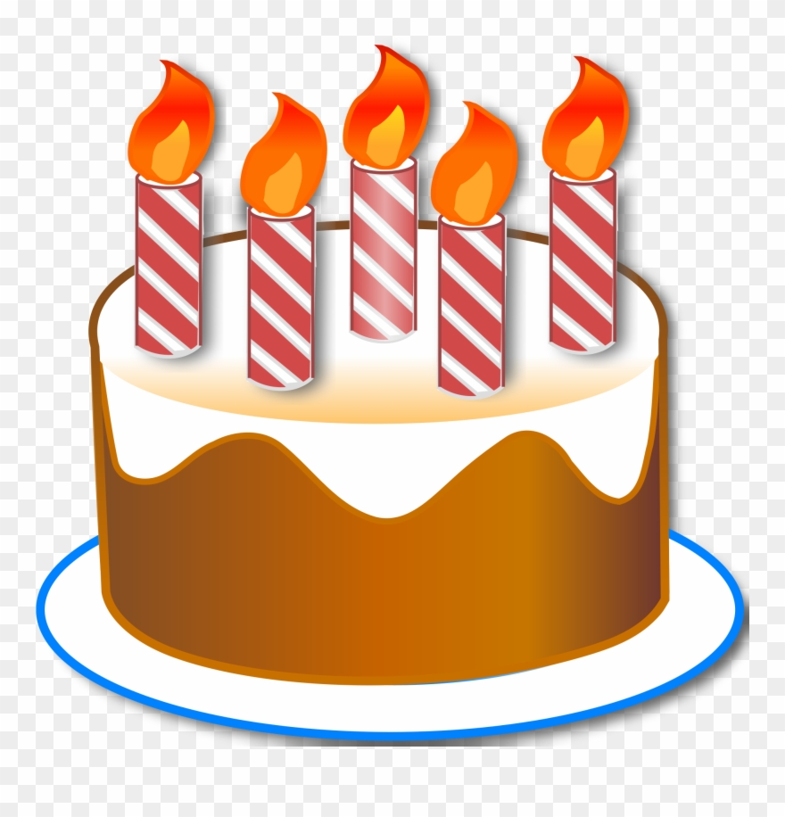 Open - 5 Candle Birthday Cake Clipart