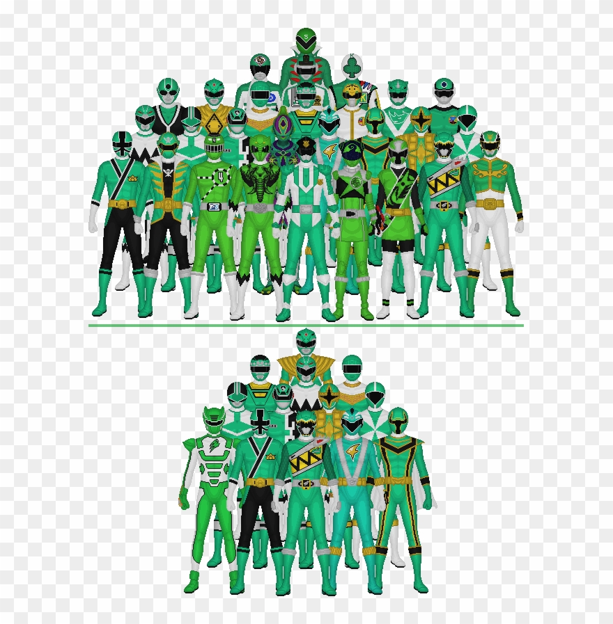 All Super Sentai And Power Rangers Greens By Taiko554 - Super Sentai All Green Clipart