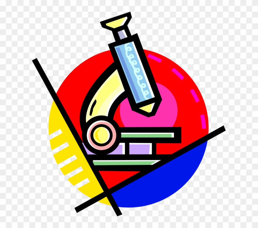Vector Illustration Of Microscope Instrument Sees Objects Clipart