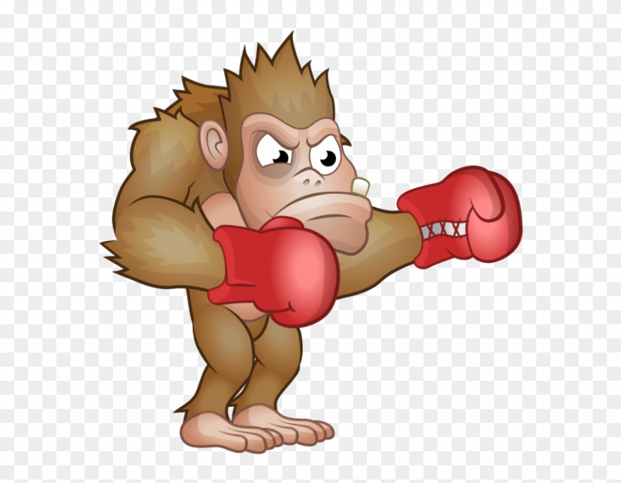 Ape - Attack-kick - Cartoon Clipart