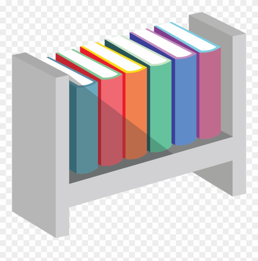 Steel Shelf With Books - Graphic Design Clipart