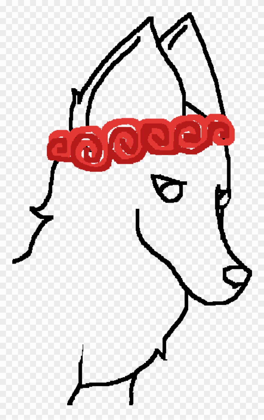 Sad Wolf Wearing Flower Crown Template - Sketch Clipart