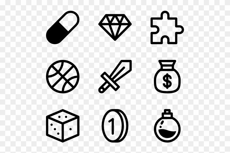 Linear Gaming Icons - Hippies Icon Clipart
