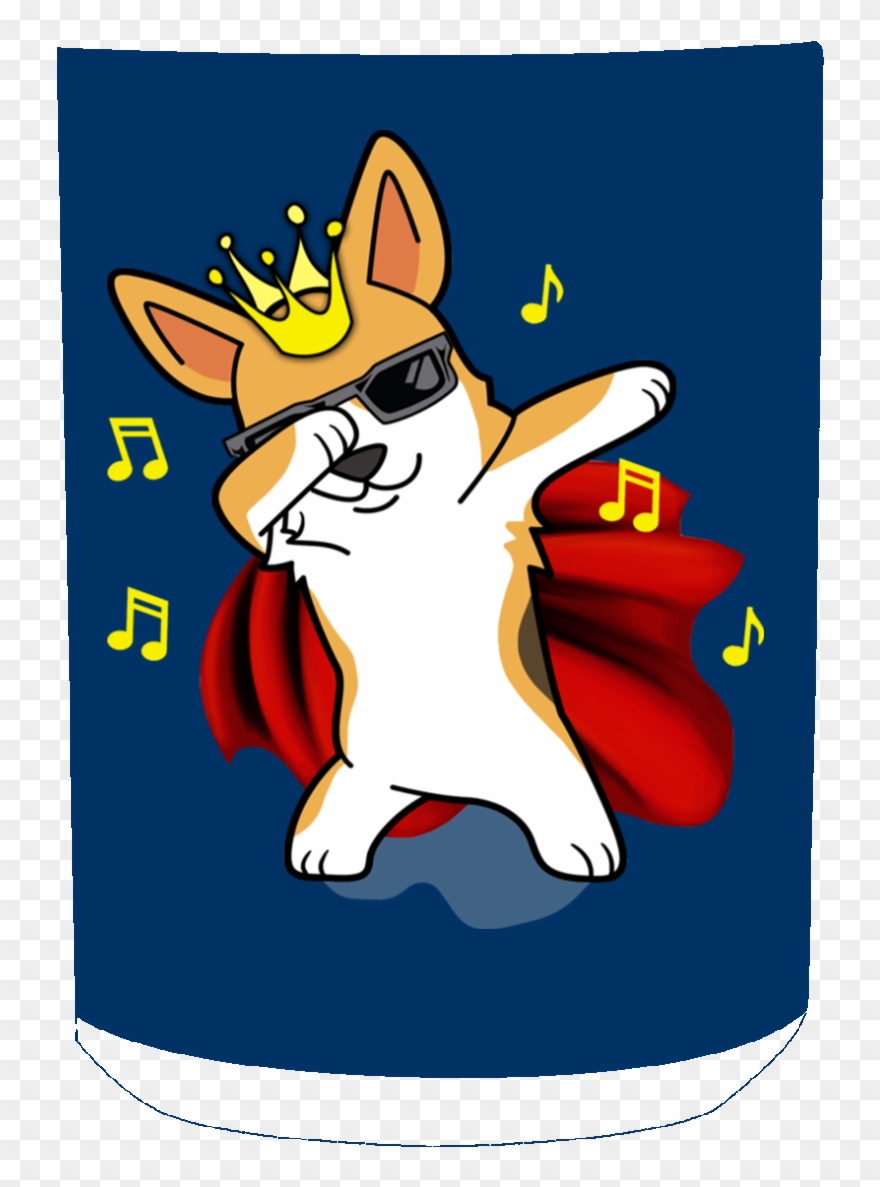 Corgi King With Cool Glass Music Mug - Cartoon Clipart