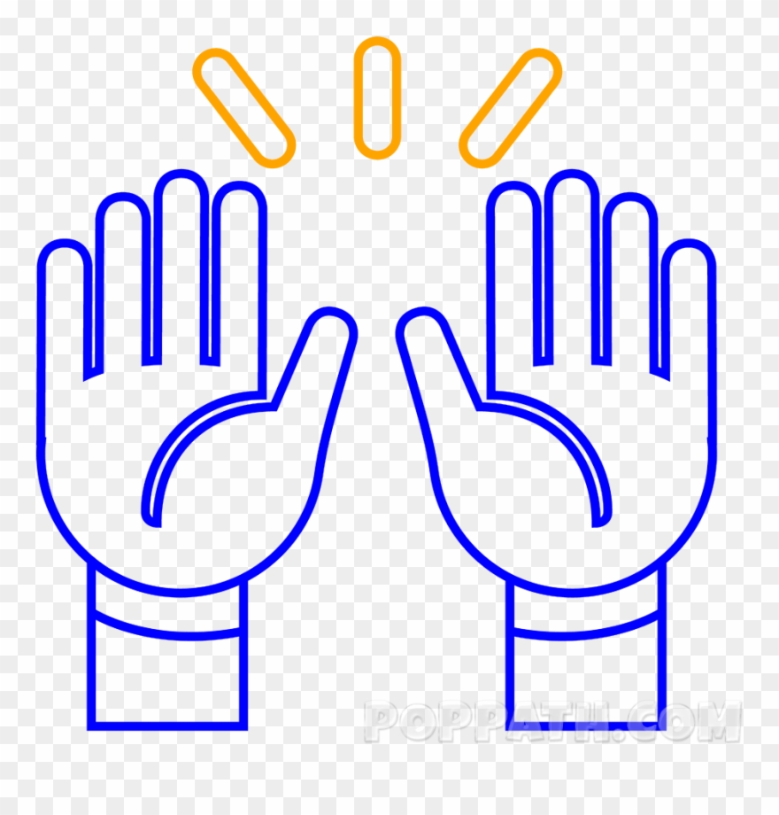 Winner Hand Raised Clipart - Emoji Clipart Black And White Hands - Png Download