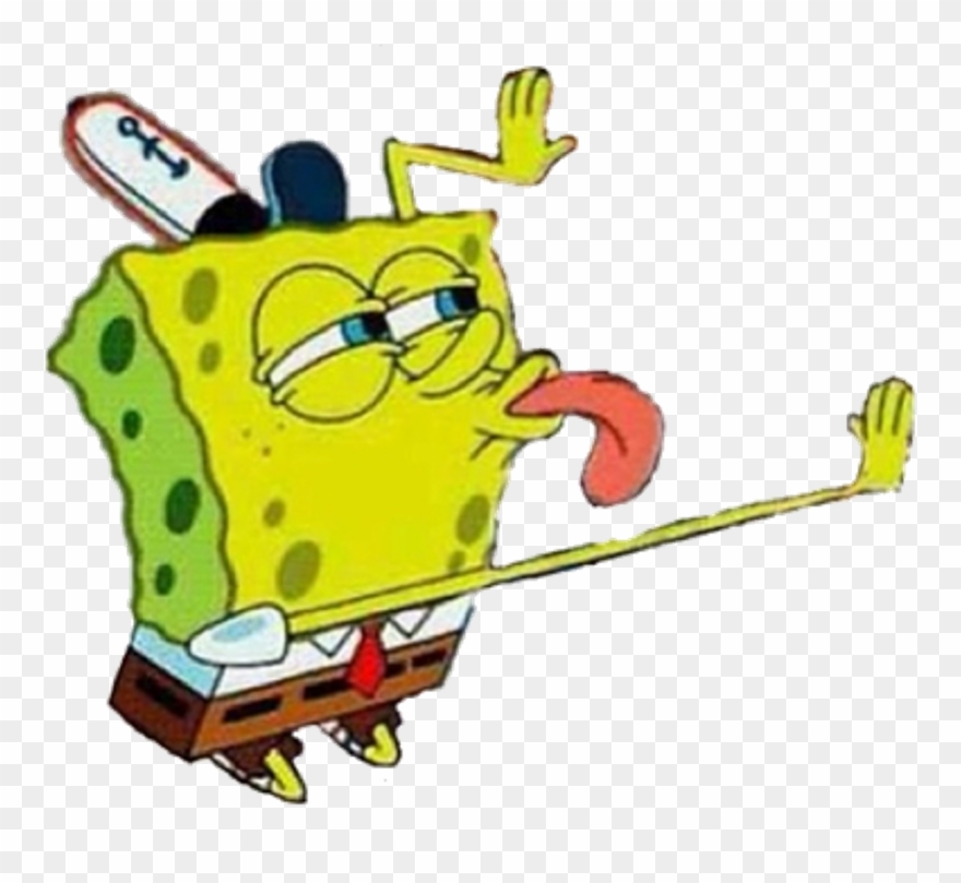 Bob Sticker - Spongebob Licking Meme Transparent Clipart