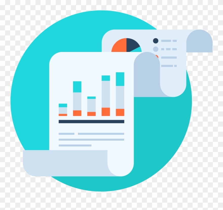 Long Flowing Piece Of Paper With Pie Charts And Bar - Financial Report Png Clipart