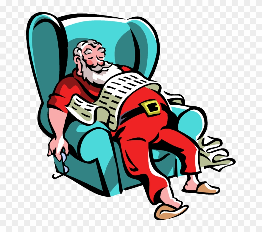 Vector Illustration Of Santa Claus Takes Break Resting - Santa Asleep In Chair Clipart